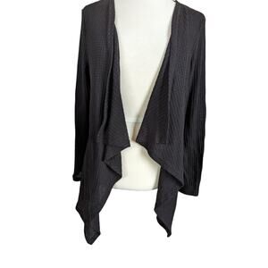 Shein Black Waffle Knit Draping Cardigan Size XL